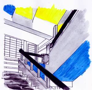 Farbzusammenstellung 2. Obergeschoss. Christoph Hellbrügge: Farbuntersuchung im Hans-Sachs-Haus, 1995